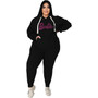 Plus Size Women Beaded Casual Sports Hoodies and Pant Two-piece Set