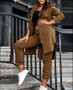 Women Casual hooded fleece jacket and pant two-piece set