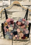 Women Flower Color Block Bra Tank Crop Top