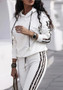 Women Loose Striped Hoodies and Pant Casual Two-piece Set