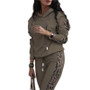 Women Loose Striped Hoodies and Pant Casual Two-piece Set