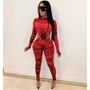 Women Letter Printed Long Sleeve Bodysuit and Pant Two-piece Set