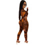 Women Letter Printed Long Sleeve Bodysuit and Pant Two-piece Set