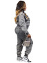 Women Stretch Washed Denim Cargo Top and Pant Casual Two-piece Set