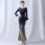 Women Gradient Beaded Velvet Evening Dress