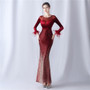 Women Gradient Beaded Velvet Evening Dress