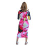 Street Fashion Women 's Round Neck Printed Slim Fit Long Sleeve Dress