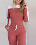 Women Sports Colorblock Long Sleeve Top and Pants Casual Two-piece Set