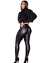 Women Autumn and Winter High Waist Stretch Pu Leather Pants