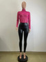 Women Autumn and Winter High Waist Stretch Pu Leather Pants