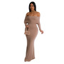 Women Solid Sexy Off Shoulder Maxi Dress