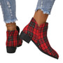 Women Vintage Red Plaid Fashion Boots