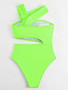 Women Sexy One Shoulder Strapless Hollow Solid One-piece Swimwear