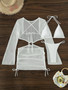 Women mesh hollow drawstring Lace-Up Swimwear Three-Piece