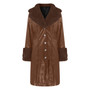 Autumn And Winter Turndown Collar Long Coat With Fur Collar Chic Zipper Women's Pu Coat