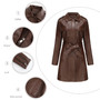 Spring And Autumn Long-Sleeved Leather Windbreaker Leather Jacket With Belt Fashionable British Jacket For Women