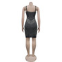 Fashionable Women's Solid Color Mesh Beaded Suspender Skirt Dress