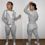 Women's Plush Hoodies Sports Casual Two-Piece Tracksuit