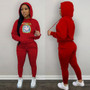 Autumn And Winter Women's Clothing Fleece Hoodies Hooded Two-Piece Pants Set