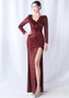 Ruffled Long Sleeve Sequins Party Dinner Wedding Evening Dress