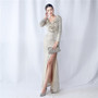 Ruffled Long Sleeve Sequins Party Dinner Wedding Evening Dress