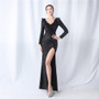 Ruffled Long Sleeve Sequins Party Dinner Wedding Evening Dress