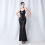 Positioning Flower Dinner Wedding Sequin Suspender Evening Dress