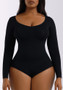 One-Piece Tummy Control Butt Lift Shaping Bodysuit Women Tight Fitting Long Sleeve Basic Body Shapewear