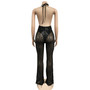 Women'S Fashion Sequined Tassel Mesh Halter Backless Nightclub Jumpsuit