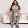 Plus Size Women Printed Top And Pant Casual Two-Piece Set