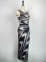 Summer Striped Gradient Printed Sexy Slim Fit Slim Waist Bodycon Tight Fitting Dress