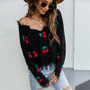 Women Loose V-Neck Tassel Crop Sweater