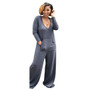 Women Hooded Pocket Wide Leg Jumpsuit