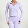 Women Stand Collar Zippered Long Sleeve Top Running Yoga Jacket