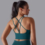 Women Solid Cross Tank Sports Bra Tank Yoga Wear Two-Piece Set