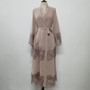 Women Embroidery Hollow Lace Robe Dress