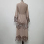 Women Embroidery Hollow Lace Robe Dress