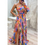 Autumn and Winter Loose Multicolor Slash Shoulder Slit Loose party Dress