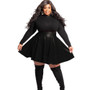 Plus Size High Waist Slim A-line Pleated Pu Leather Skirt