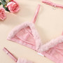 Christmas lingerie Women's Plush Lacemesh Patchwork Low Back Sexy bra Underwear Set