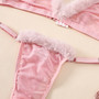 Christmas lingerie Women's Plush Lacemesh Patchwork Low Back Sexy bra Underwear Set