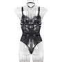 Sexy Solid Lace Patchwork Sexy Halter Neck Women's Slim Bodysuit Lingerie