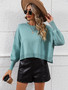 Autumn And Winter Fashion Round Neck Women's Knitting Shirt Solid Color Loose Pullover Sweater Women
