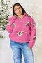 Double Take Full Size Sequin Football Half Zip Long Sleeve Sweatshirt