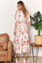 Double Take Printed Surplice Balloon Sleeve Dress