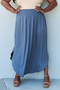 Doublju Comfort Princess Full Size High Waist Scoop Hem Maxi Skirt in Dusty Blue