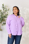 Zenana Full Size Texture Button Up Raw Hem Long Sleeve Shirt