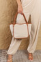 Fame Beach Chic Faux Leather Trim Tote Bag in Ochre