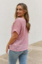 e.Luna Full Size Chunky Knit Short Sleeve Top in Mauve