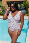 Marina West Swim Full Size Float On Ruffle Faux Wrap One-Piece in Roses Off-White